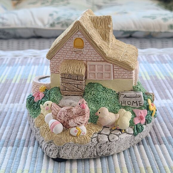 Vintage Summit Collection Ceramic Cottage Farmhouse Music Box Hen Chickens Eggs - Picture 2 of 10